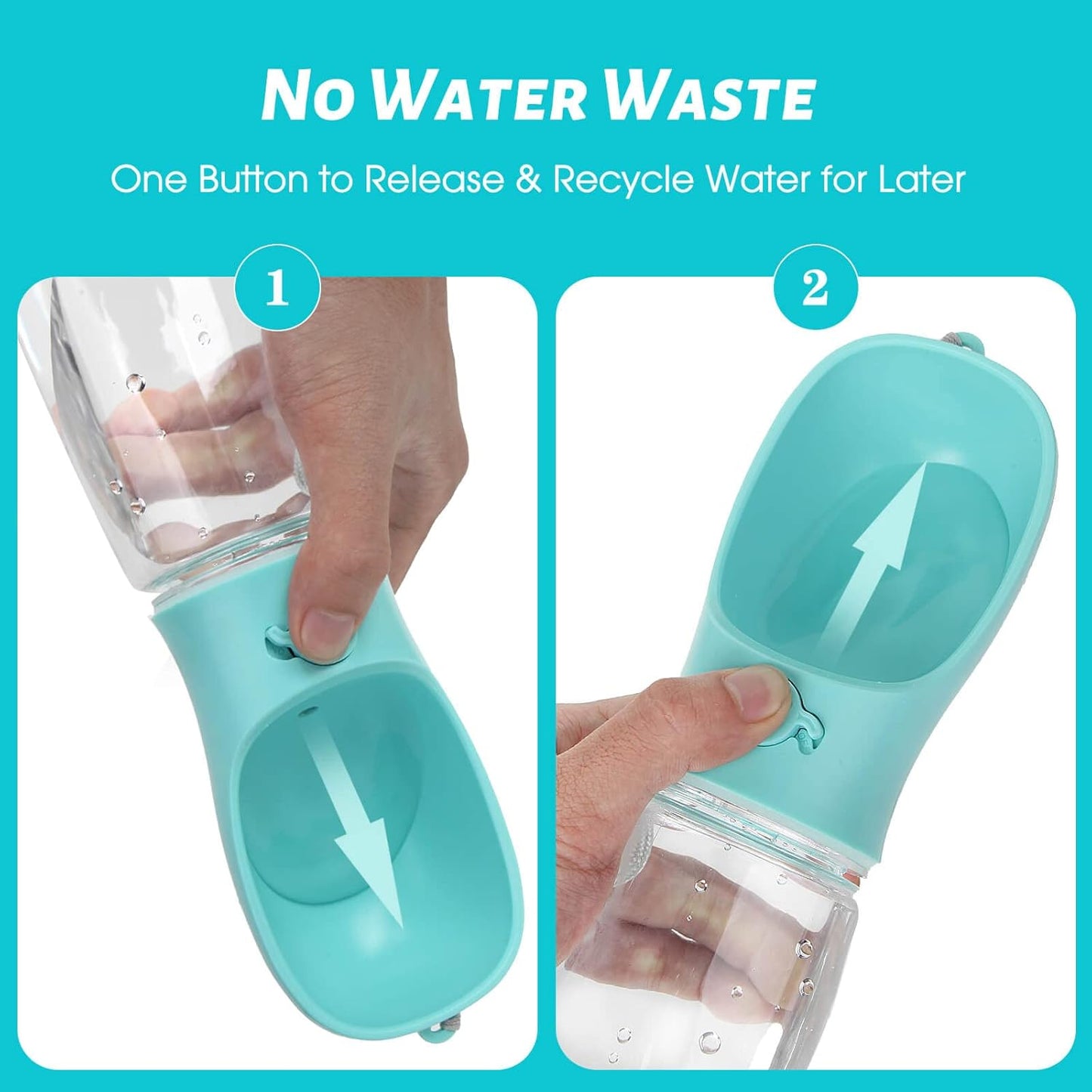 Portable Pet Water Bottle with Built-in Bowl – 12 oz & 19 oz Outdoor Dog & Cat Water Dispenser"