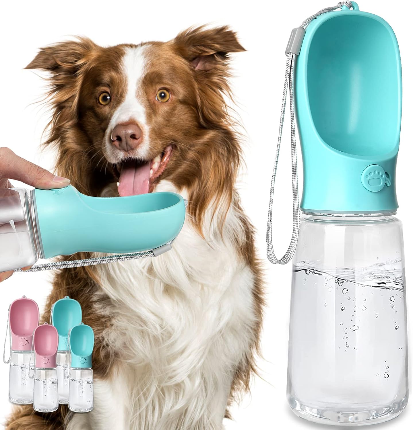 Portable Pet Water Bottle with Built-in Bowl – 12 oz & 19 oz Outdoor Dog & Cat Water Dispenser"